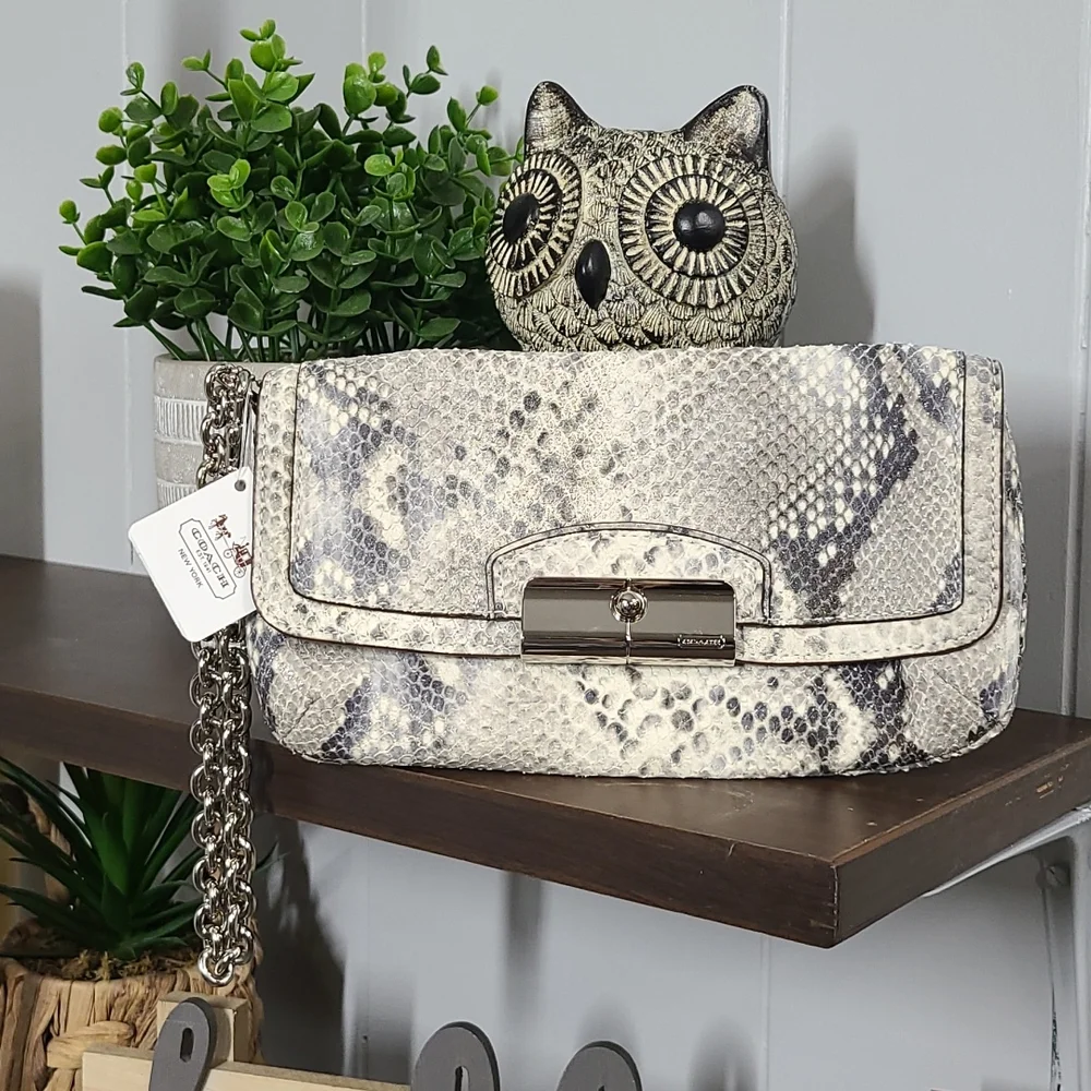 Coach Kristin Embossed Python Leather Wristlet -NWT - Picture 3 of 10